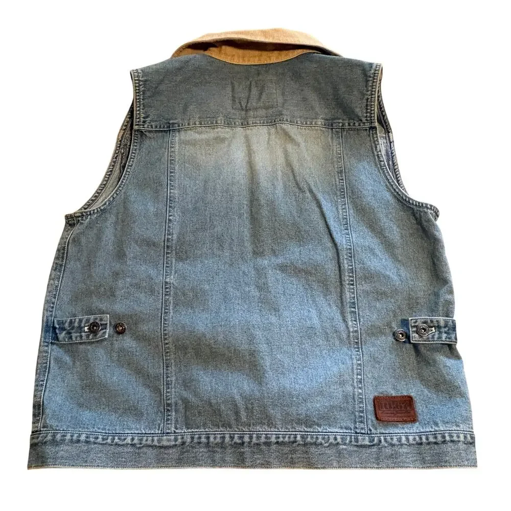 RL67 Ralph Lauren Denim Vest Corduroy Collar Cowgirl Western Cowgirlcore M